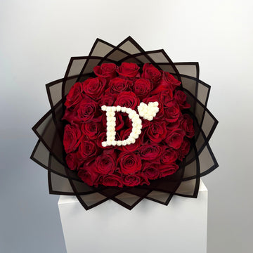 Bouquet of roses with initial letter
